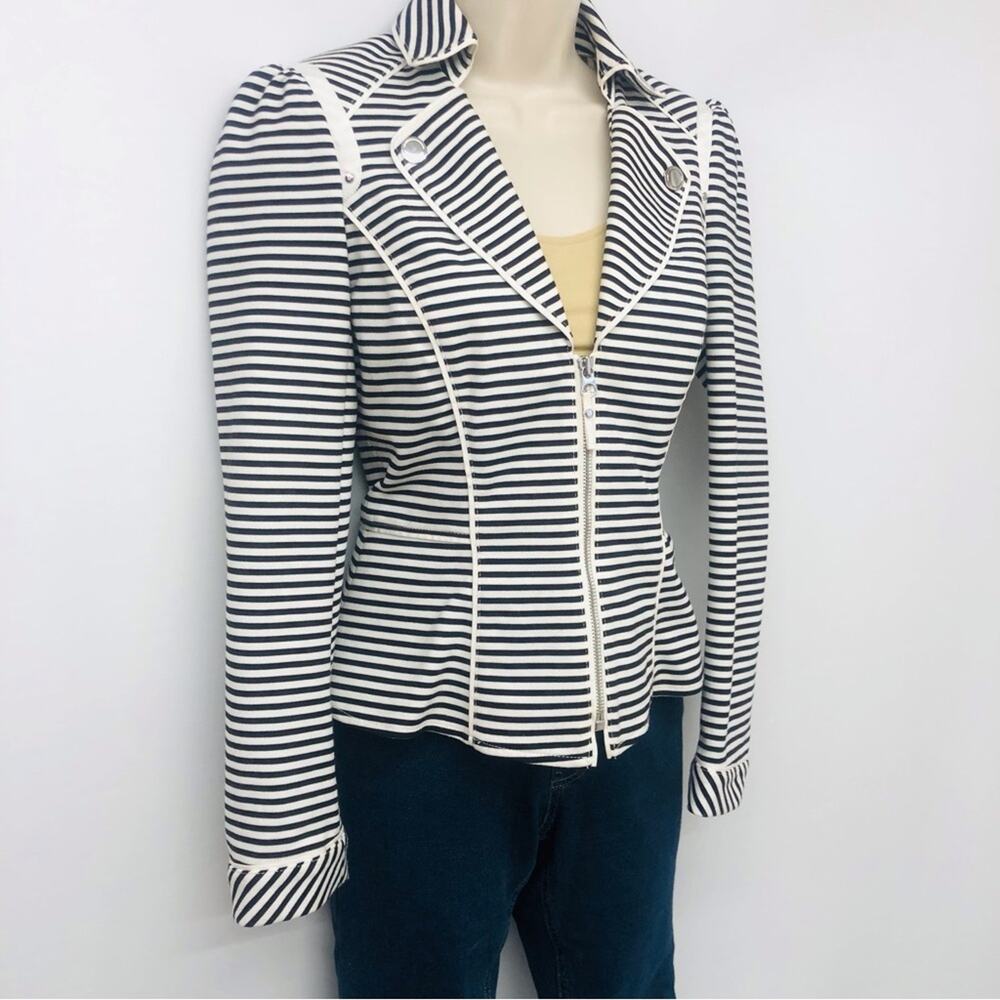 White House Black Market Stripe Moto Jacket - Picture 14 of 16